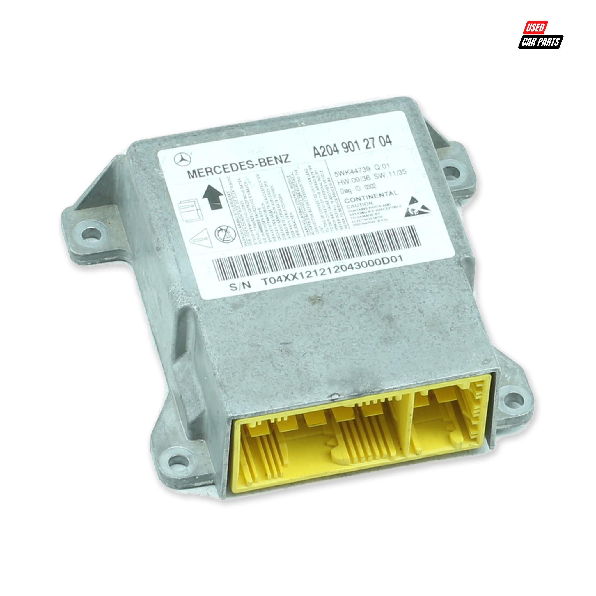 Used Airbag Control Module (Part Number A2049012704) for Mercedes-Benz C180 2012