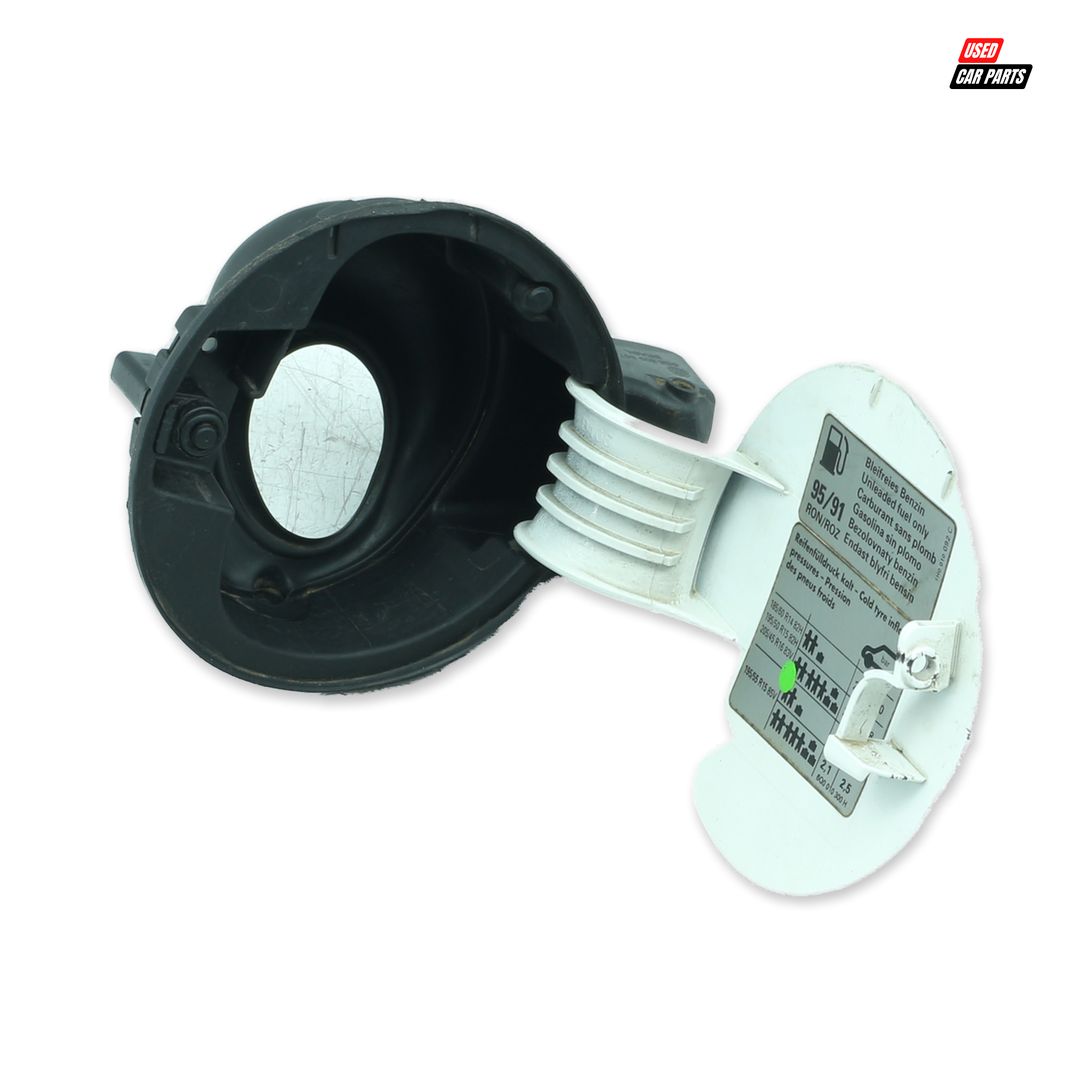 Used OEM Outer Fuel Cap Cover, Part Number 1H0010092C for 2009 Volkswagen Polo Mk4 Sedan