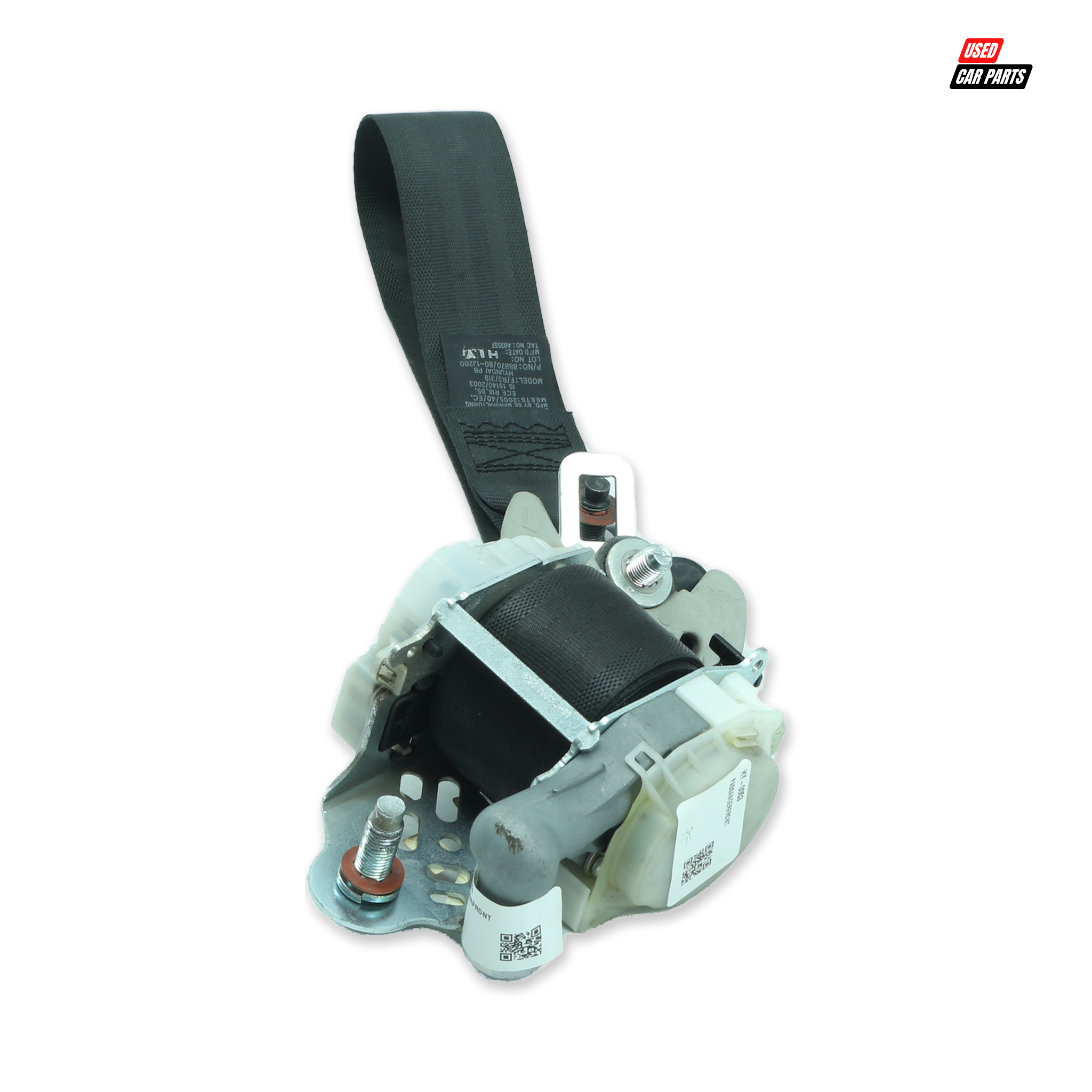 Used Passengers Side Front Seatbelt (Part Number 8887080-1J200) for 2013 HYUNDAI i20 1.4D GLIDE