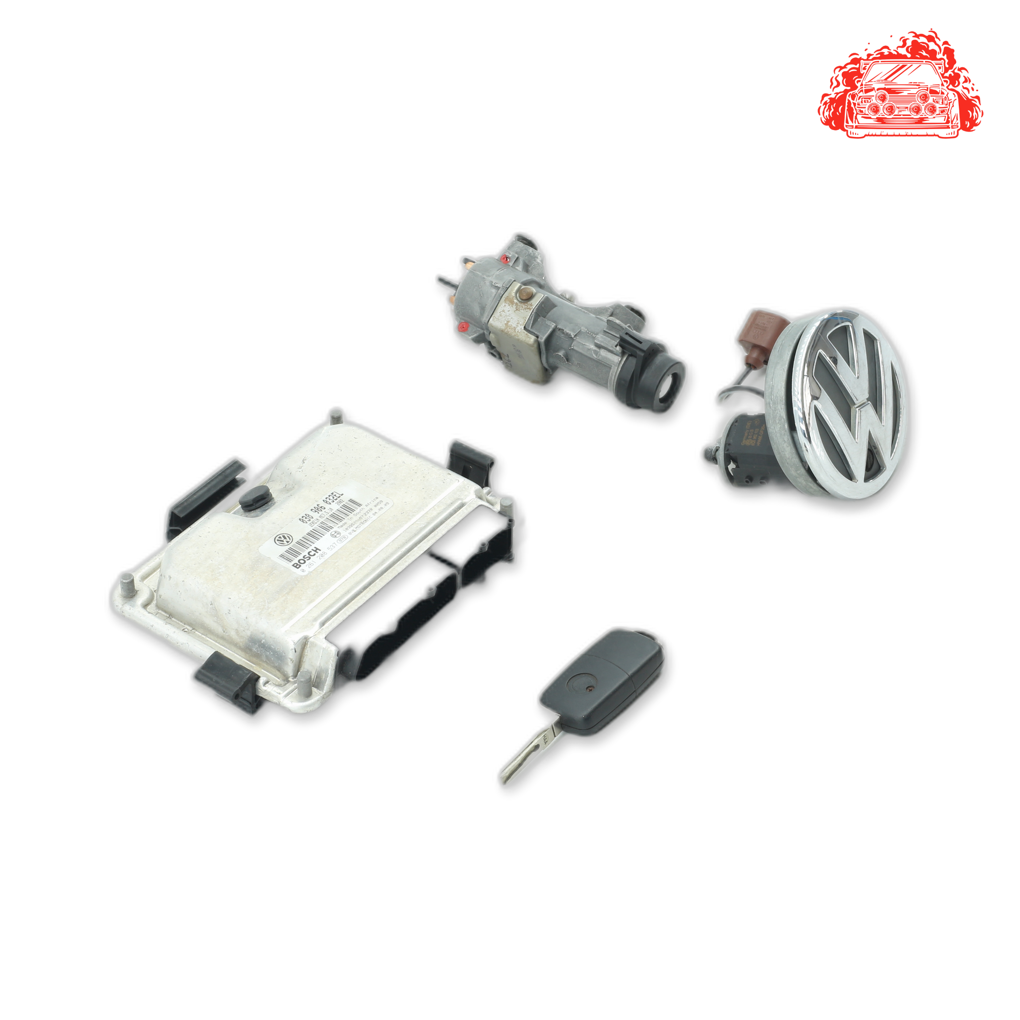 Used VW Polo ECU + Ignition + Keys + Barrels - OEM Part 4B0905851,030906032