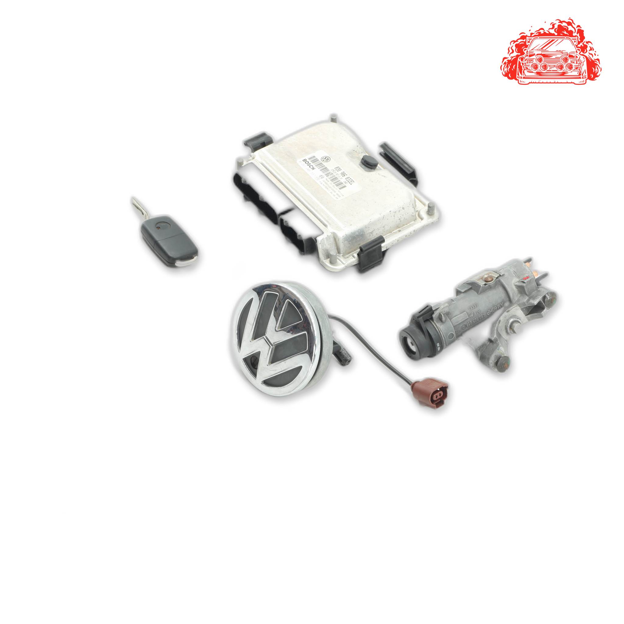 Used VW Polo ECU + Ignition + Keys + Barrels - OEM Part 4B0905851,030906032