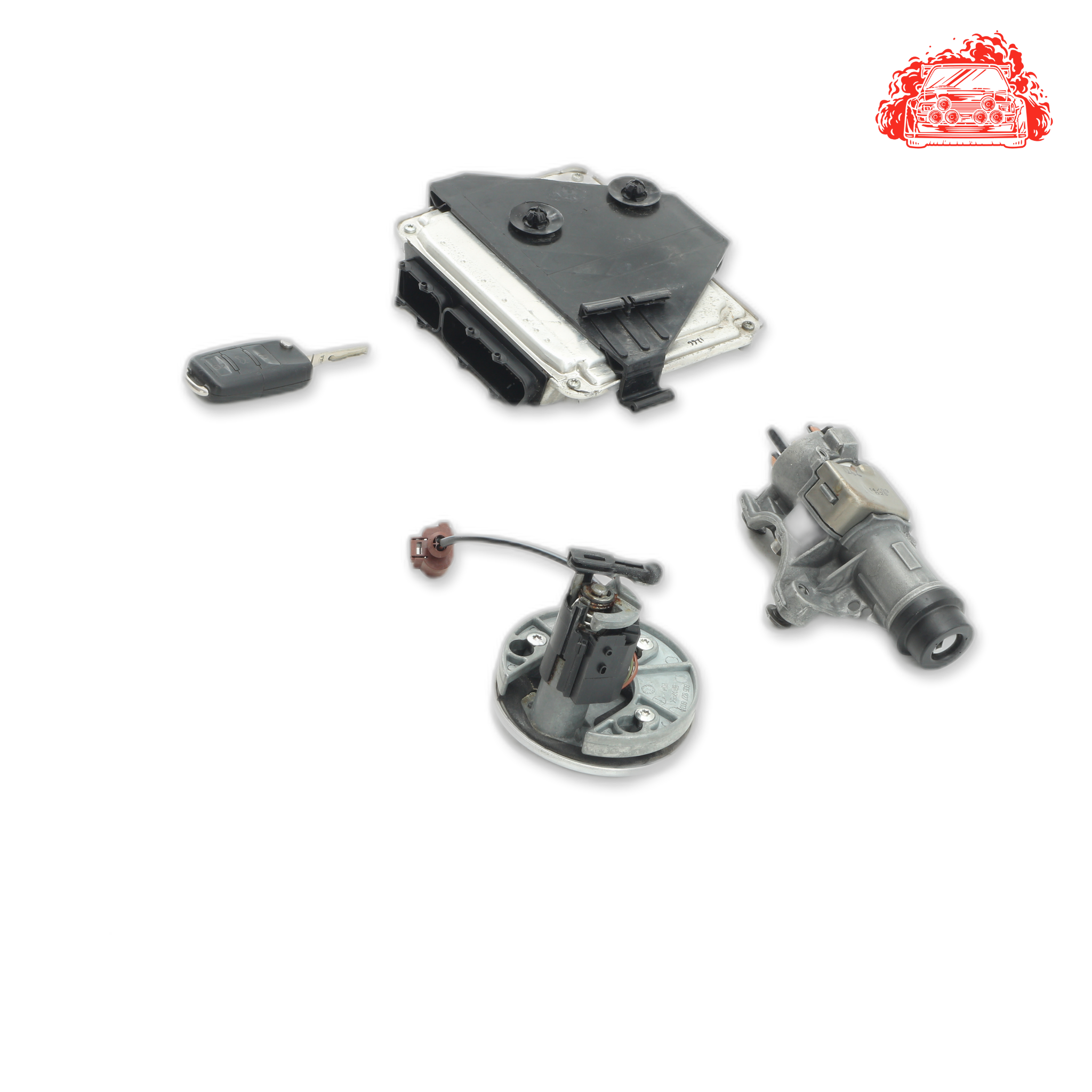 Used VW Polo ECU + Ignition + Keys + Barrels - OEM Part 4B0905851,030906032