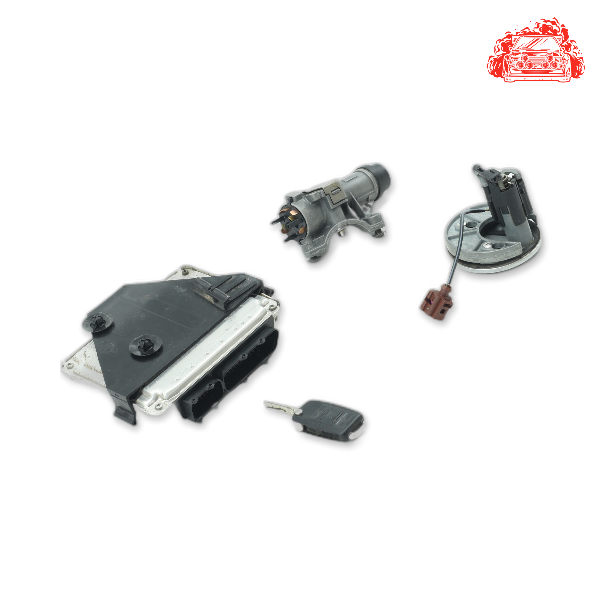 Used VW Polo ECU + Ignition + Keys + Barrels - OEM Part 4B0905851,030906032