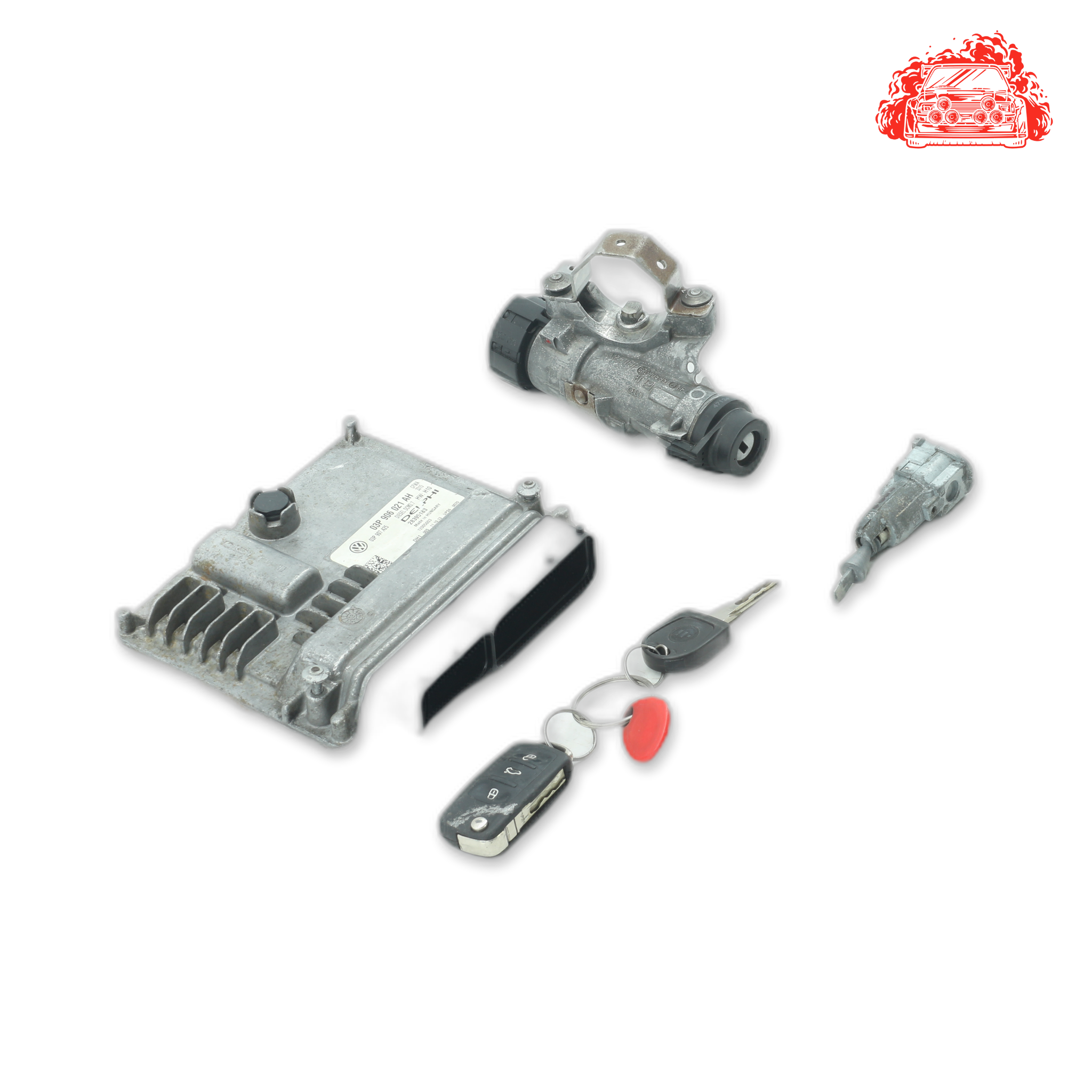 Used VOLKSWAGEN POLO 1.2 TDI BLUEMOTION 5DR ECU + IGNITION + KEYS + BARRELS - OEM Part 03P906021AH