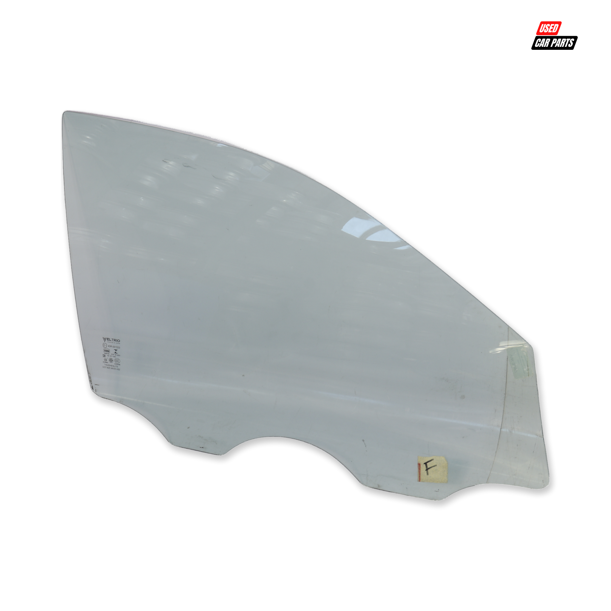 Used (Salvaged) Drivers Side Front Window (Part Number 43R-001533) for 2009 Volkswagen Polo Mk4 Sedan