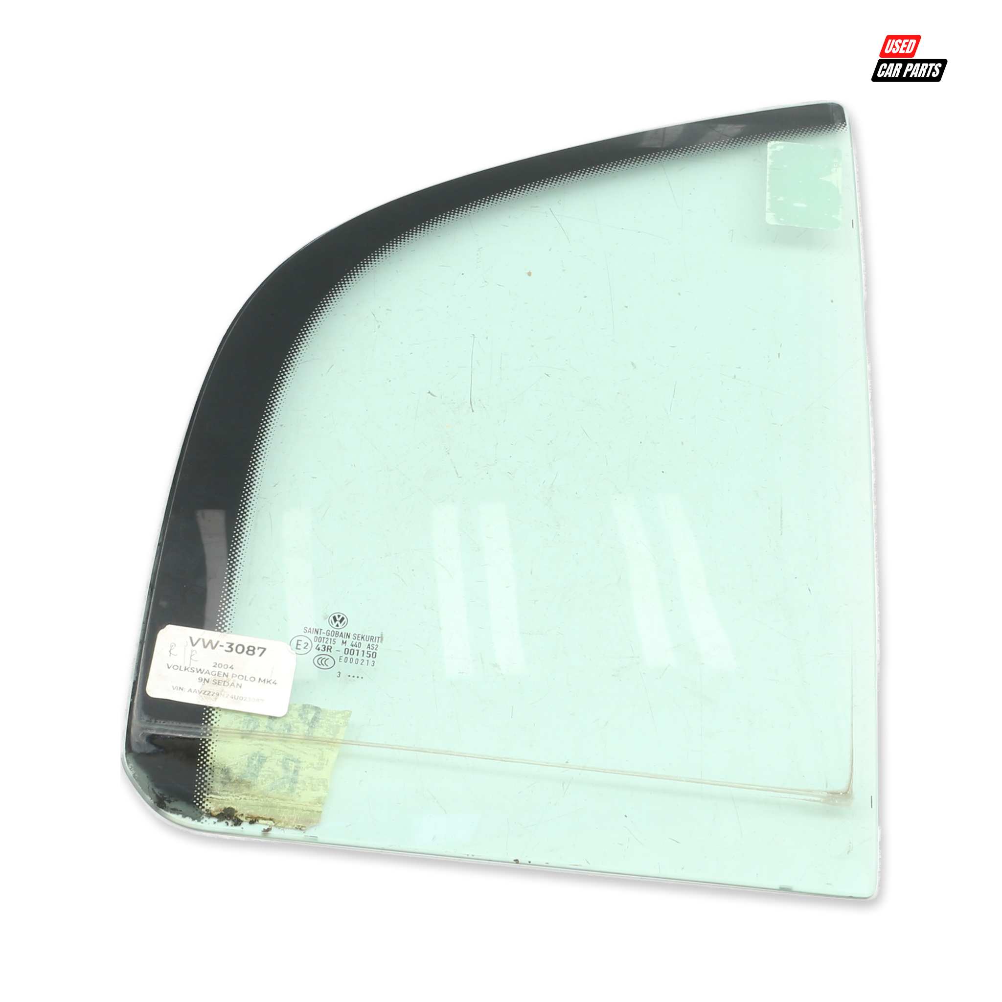 Genuine Used Drivers Side Rear Quarter Window for 2009 Volkswagen Polo Mk4 Sedan