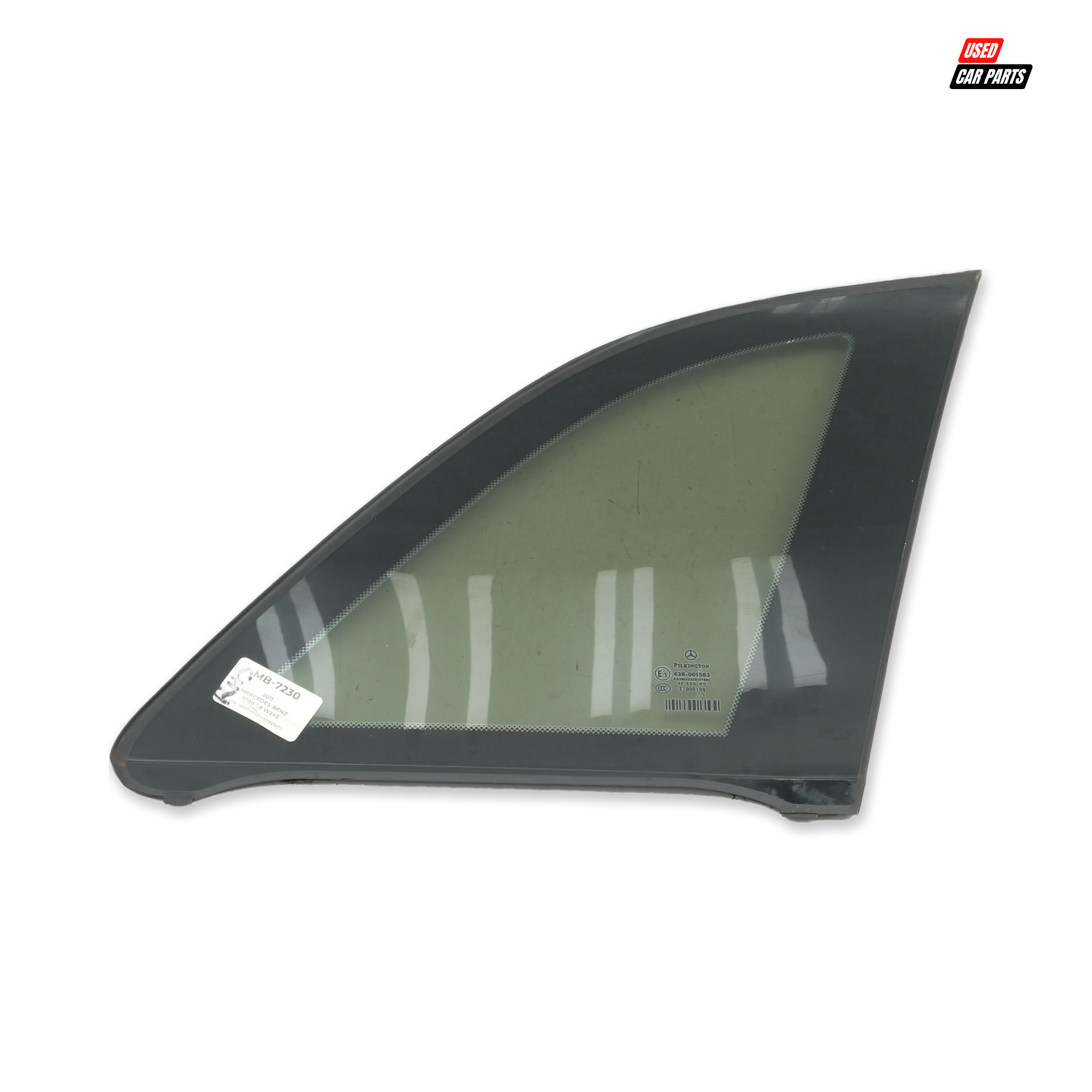 Used Drivers Side Rear Quarter Window (Part Number 43R001583) for 2011 MERCEDES-BENZ B180