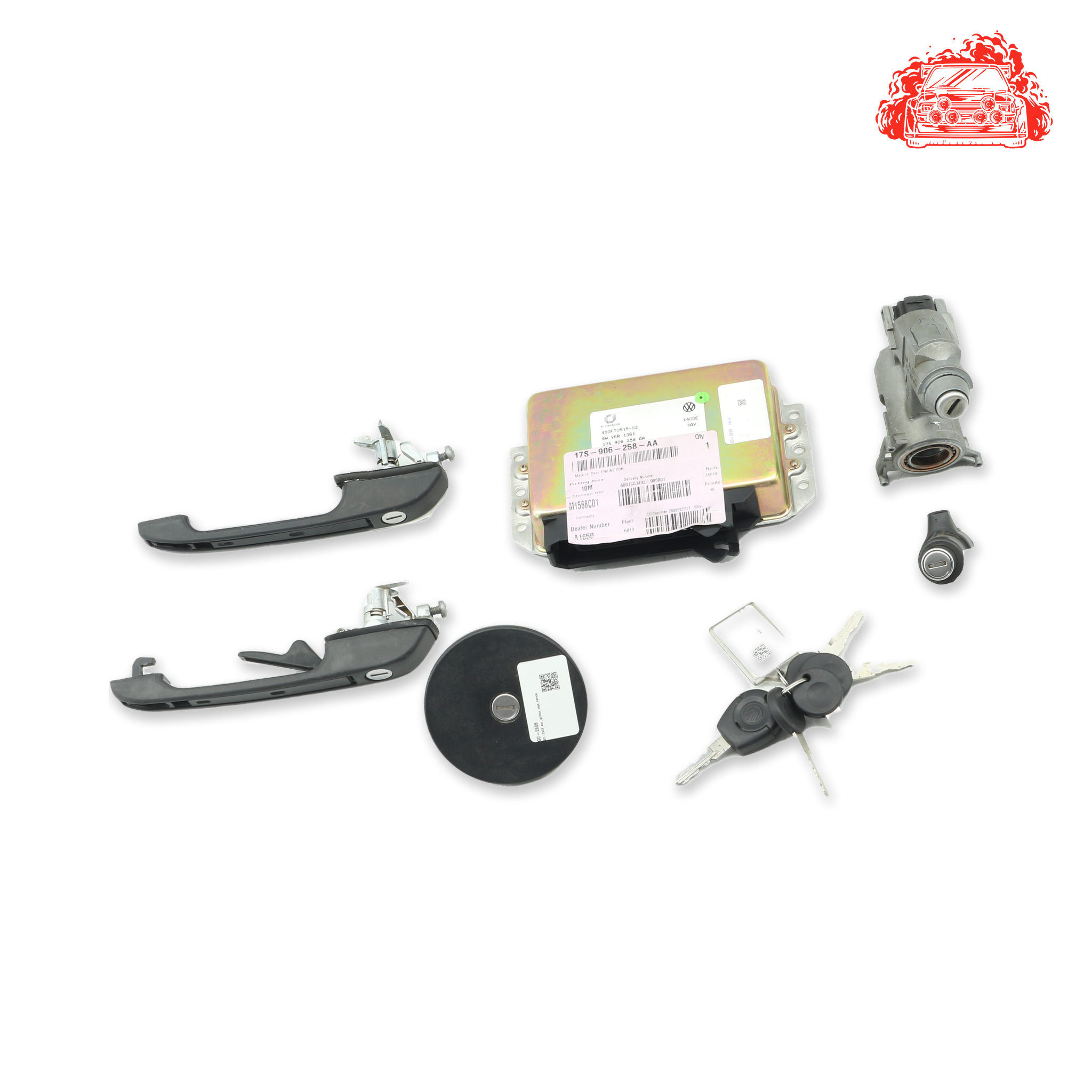Used VOLKSWAGEN Golf Tenaciti 1.6i ECU + Ignition + Keys + Barrels - OEM Part 17S906258AA