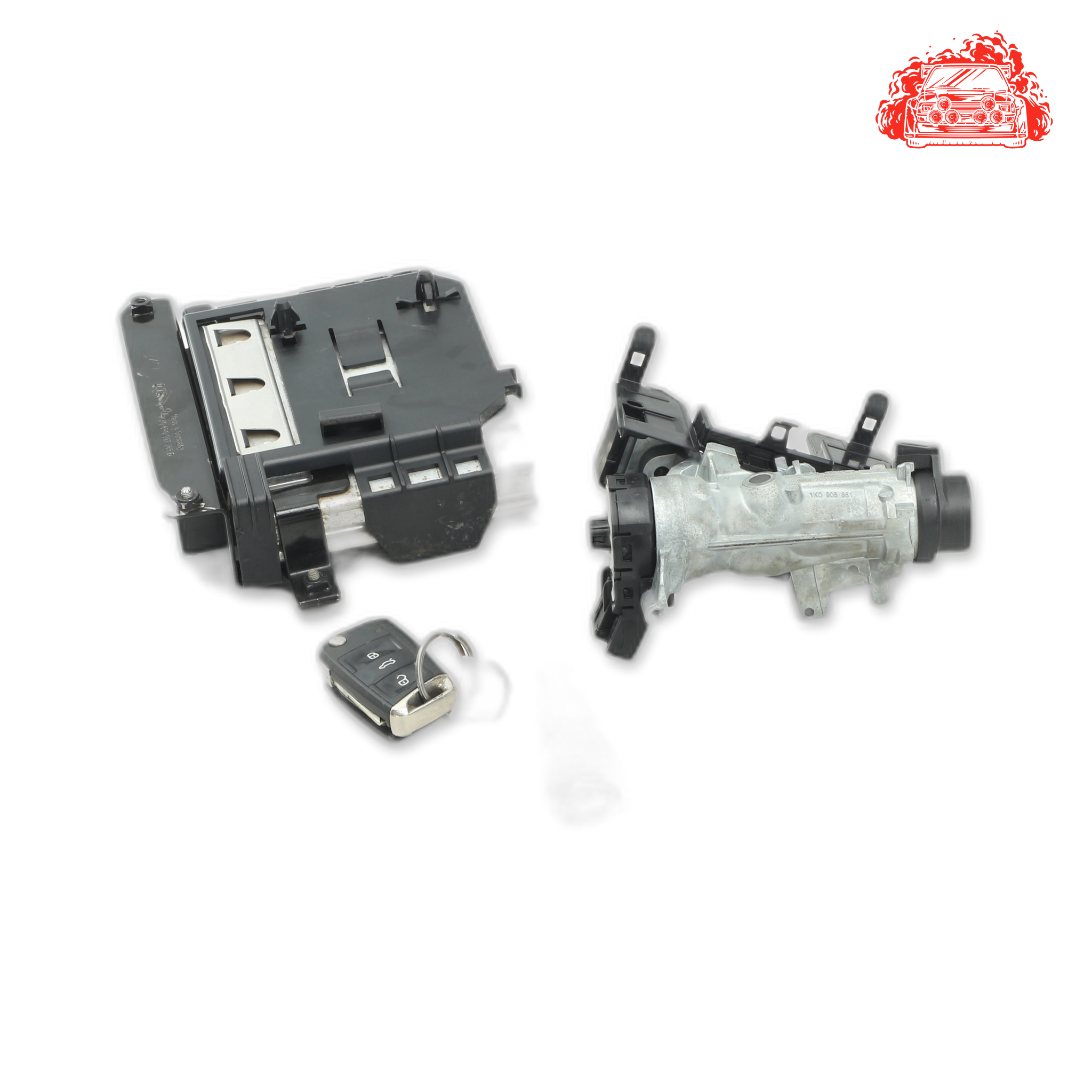 Used VOLKSWAGEN Polo ECU Ignition Keys Barrels - OEM Part 0261S09531,1K0905851