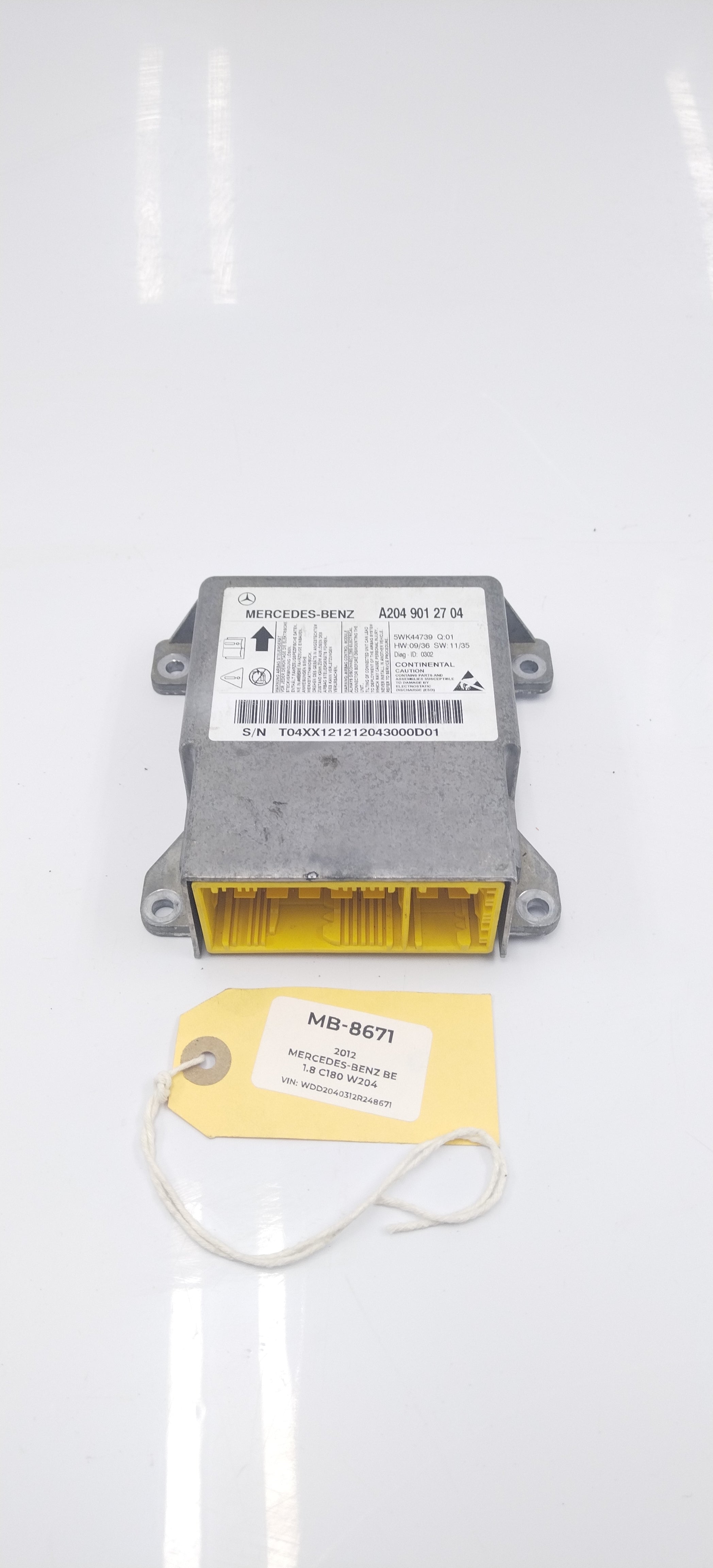 2012 Mercedes-Benz C180 Airbag Control Module